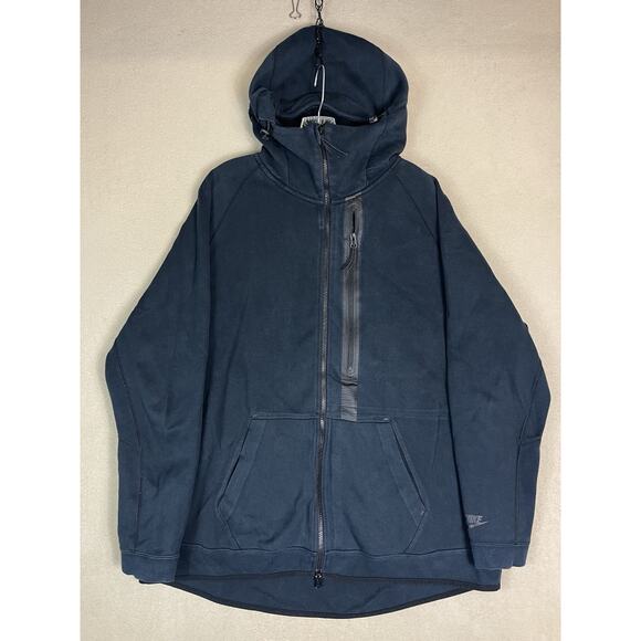Nike‎ Tech Hoodie Mens XXL Black Fleece Hero Full Zip Athletic High Neck Jacket - Picture 1 of 12